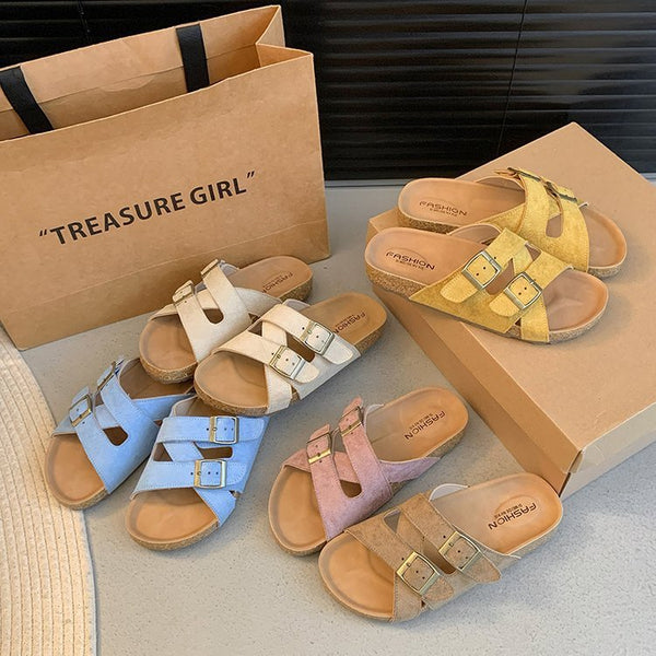 Women's Soft Leather Platform Slippers